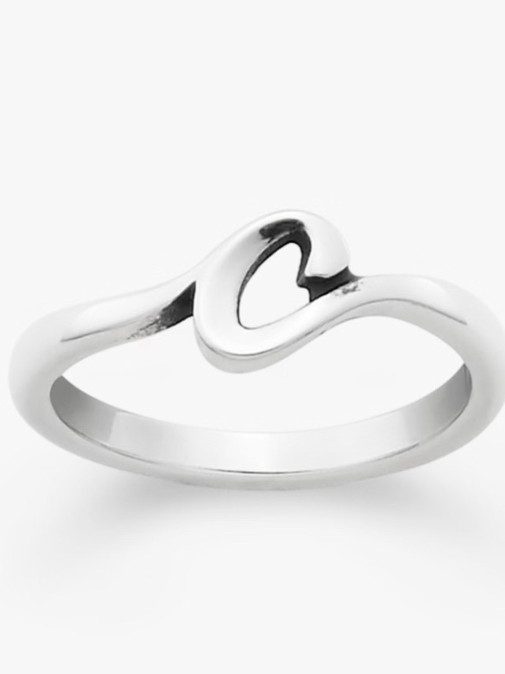 James Avery Curved Wave Silver Ring - Silver Script Initial Ring C